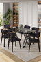 Hanah Home Axton Juego de Mesa y Sillas de 7 piezas - Mármol Negro y Antracita